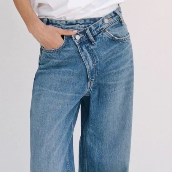 ZARA TRF THE HIGH-WAIST WIDE LEG CROSSOVER JEANS SIZE 4 - Picture 2 of 16